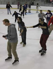 students ice skating