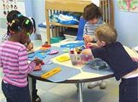 Children working at a table