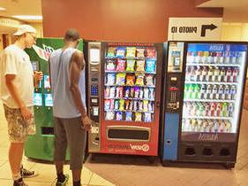 Students using the vending machines.